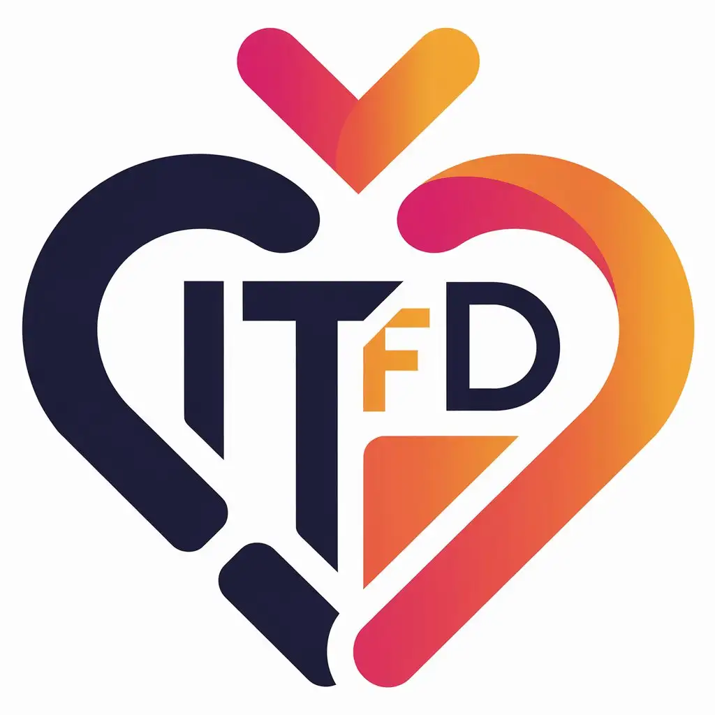 LOGO Design for IT FD Heart Shape Symbol for Internet Industry