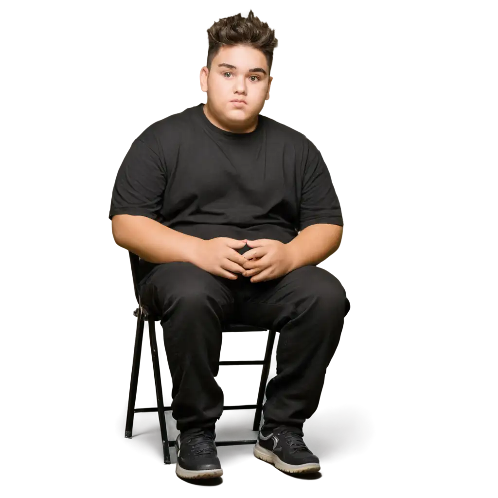 PNG-Image-of-20YearOld-Fat-Boy-in-Black-Tshirt-with-Blurred-Face-for-Versatile-Online-Use