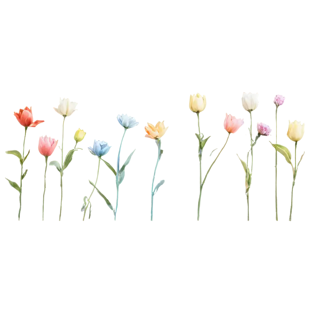 Flowers of different pastel colors