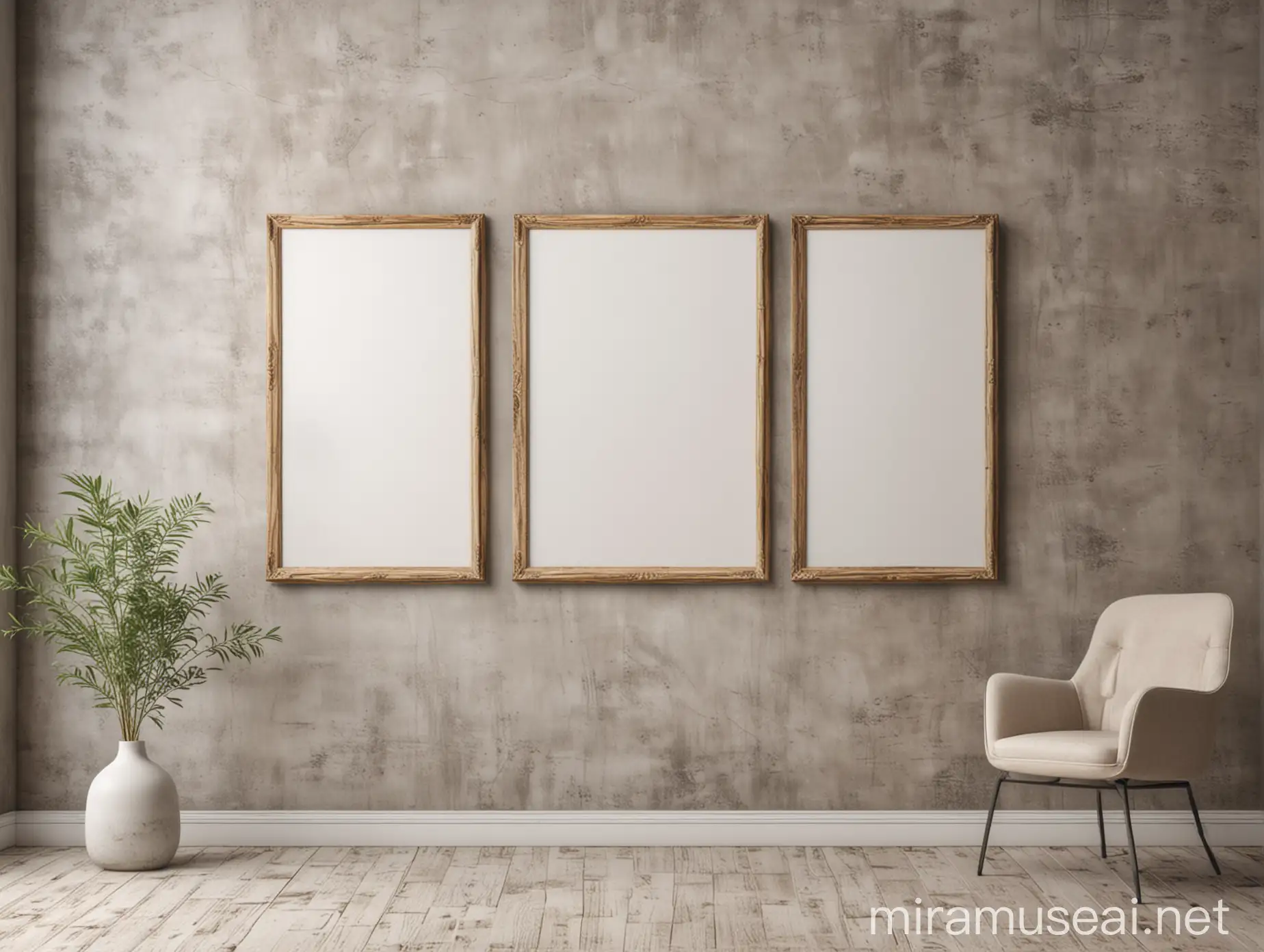 Mockup Frames on Neutral Toned Wall with Beautiful Faded Aesthetics