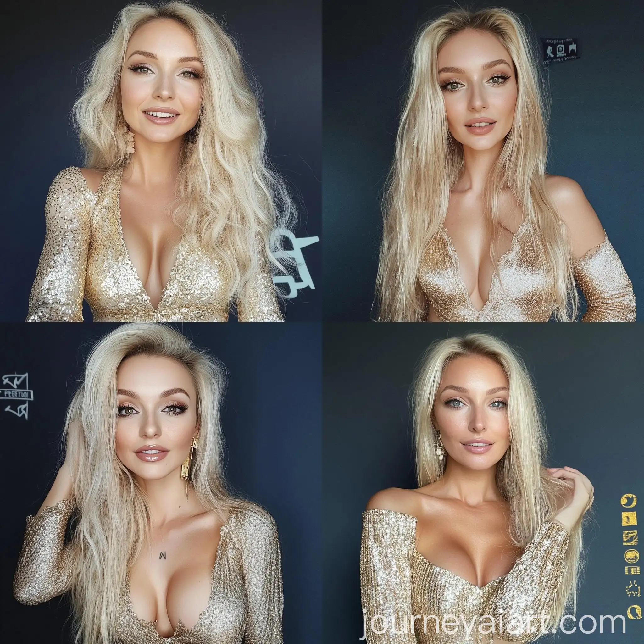 Blonde-Girl-Taking-Selfie-with-Retro-Camera-in-Vintage-Room