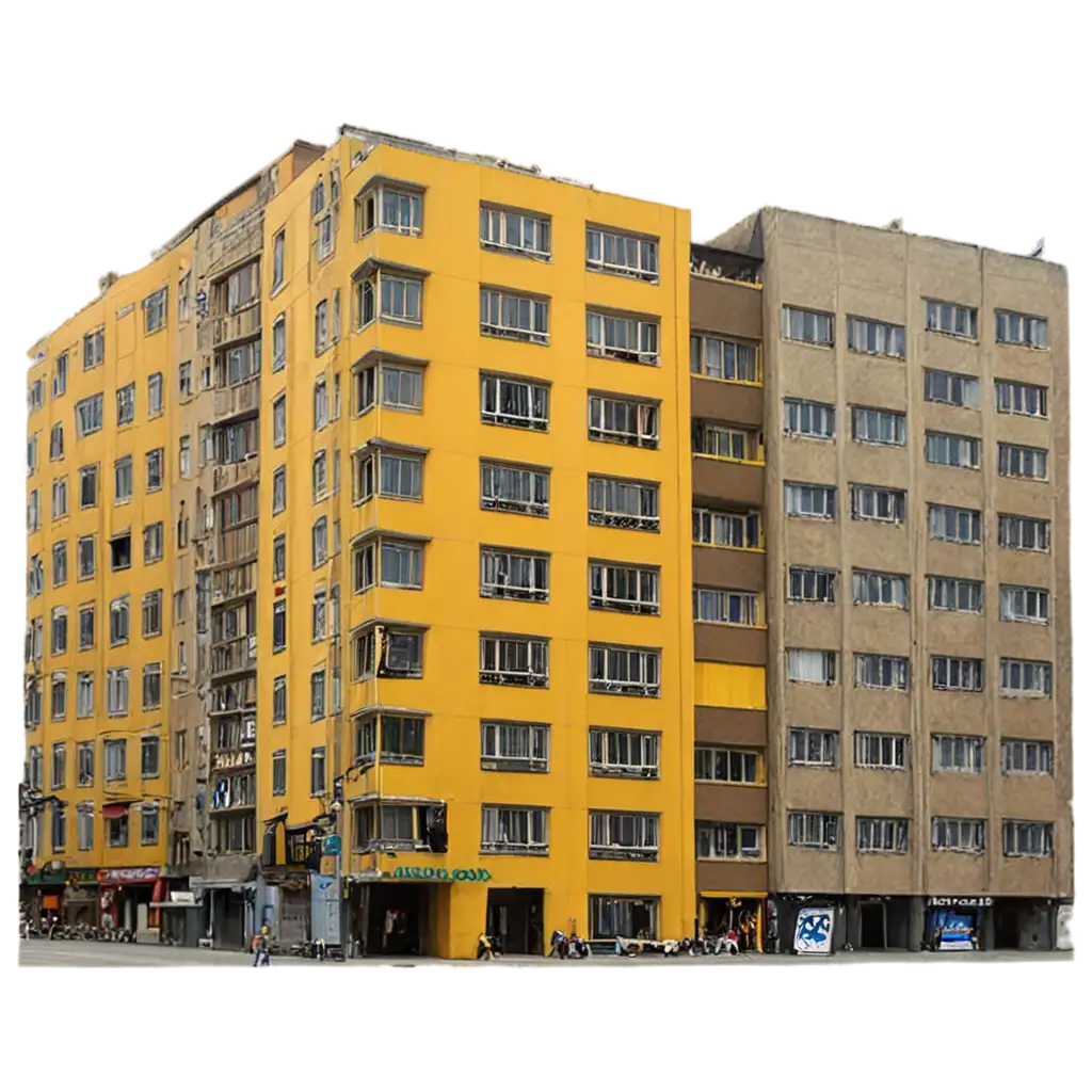 Buildings with a lot of yellow colors