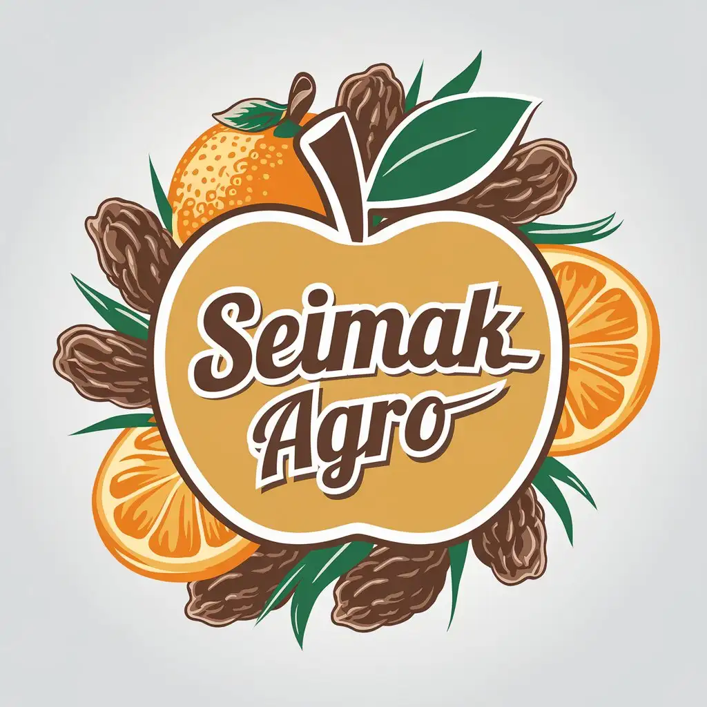 LOGO Design for SEIMAK AGRO Pomme Orange Raisins and Ananas with Clear Background