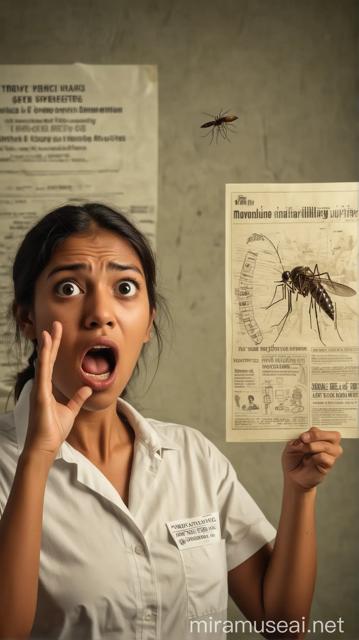 Surprised Person with Dengue Fever Prevention Mosquito