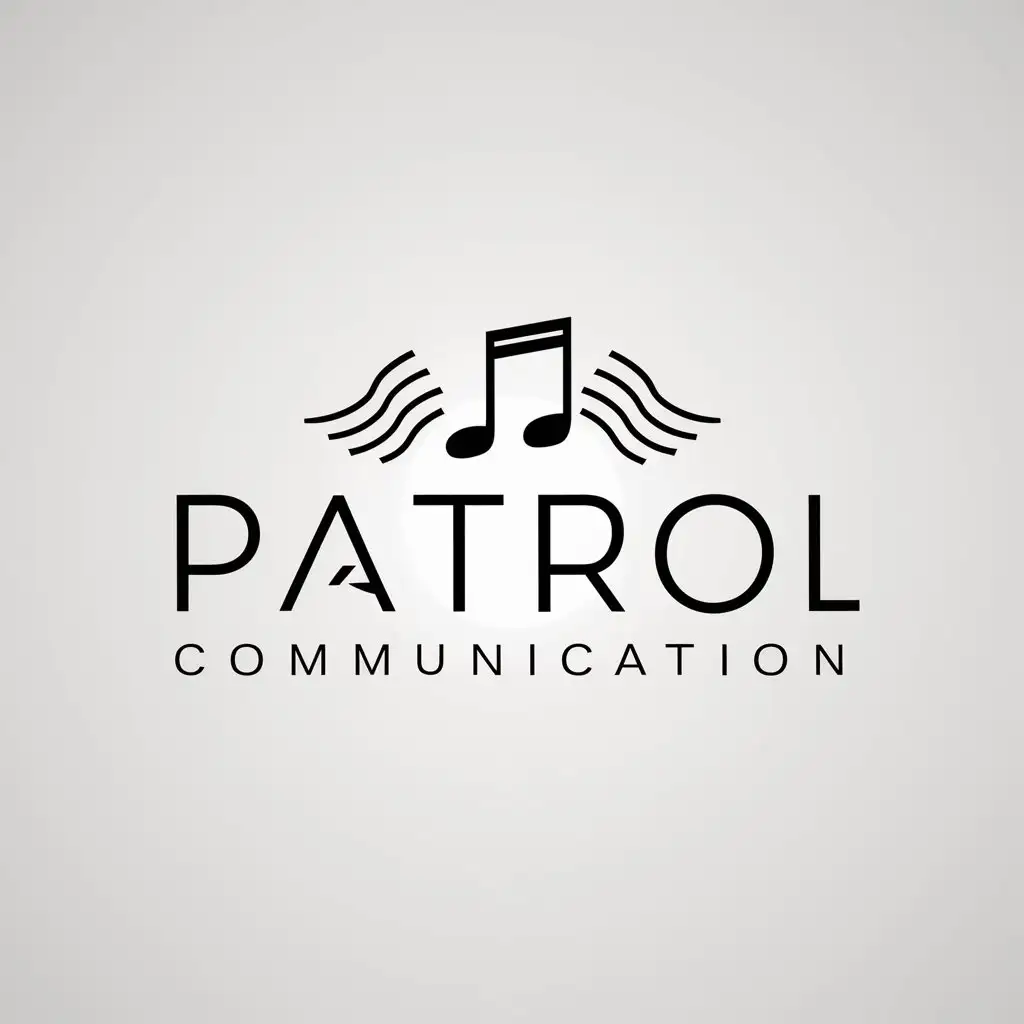 a logo design,with the text "Patrol Communication", main symbol:Music, communication identifier,Minimalistic,be used in Others industry,clear background