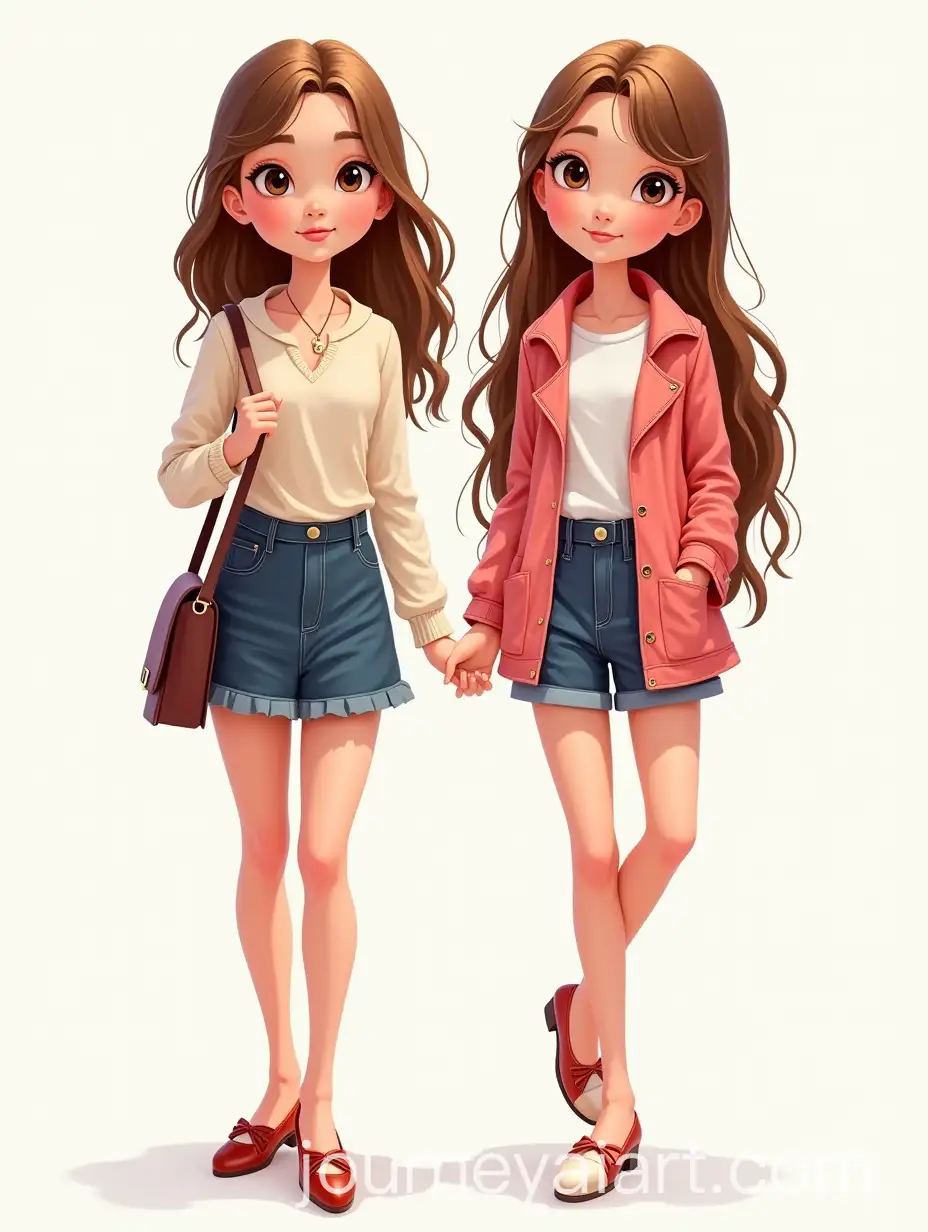 Two-Cute-Girls-in-Glamorous-Fashion-Poses-on-Pavement