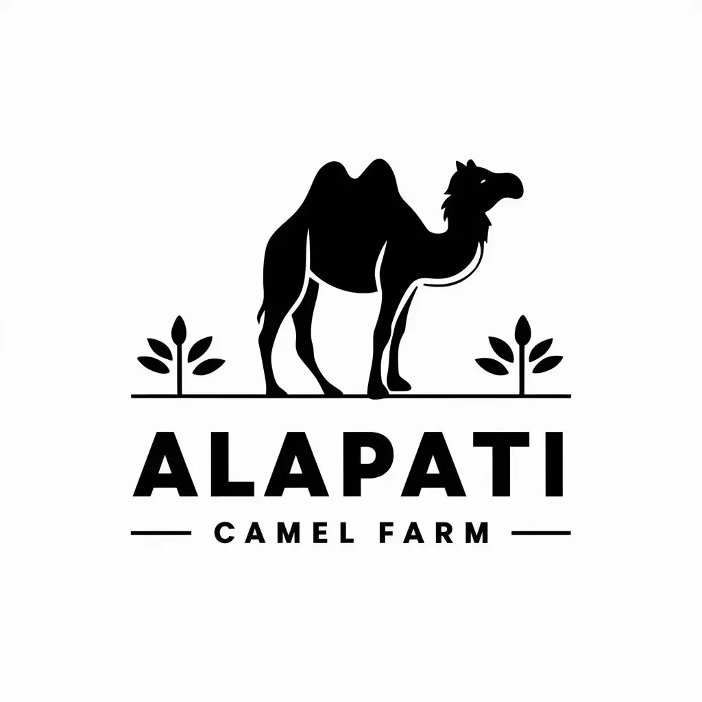 a vector logo design,with the text "Alapati camel farm", main symbol:camel,Moderate,be used in Animals Pets industry,clear background