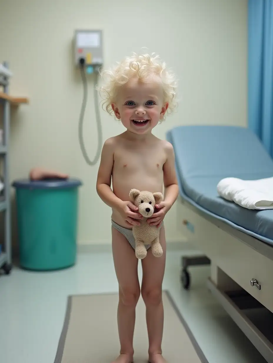 Skinny-Little-Girl-with-Platinum-Blonde-Hair-Waiting-for-Doctor-at-Clinic