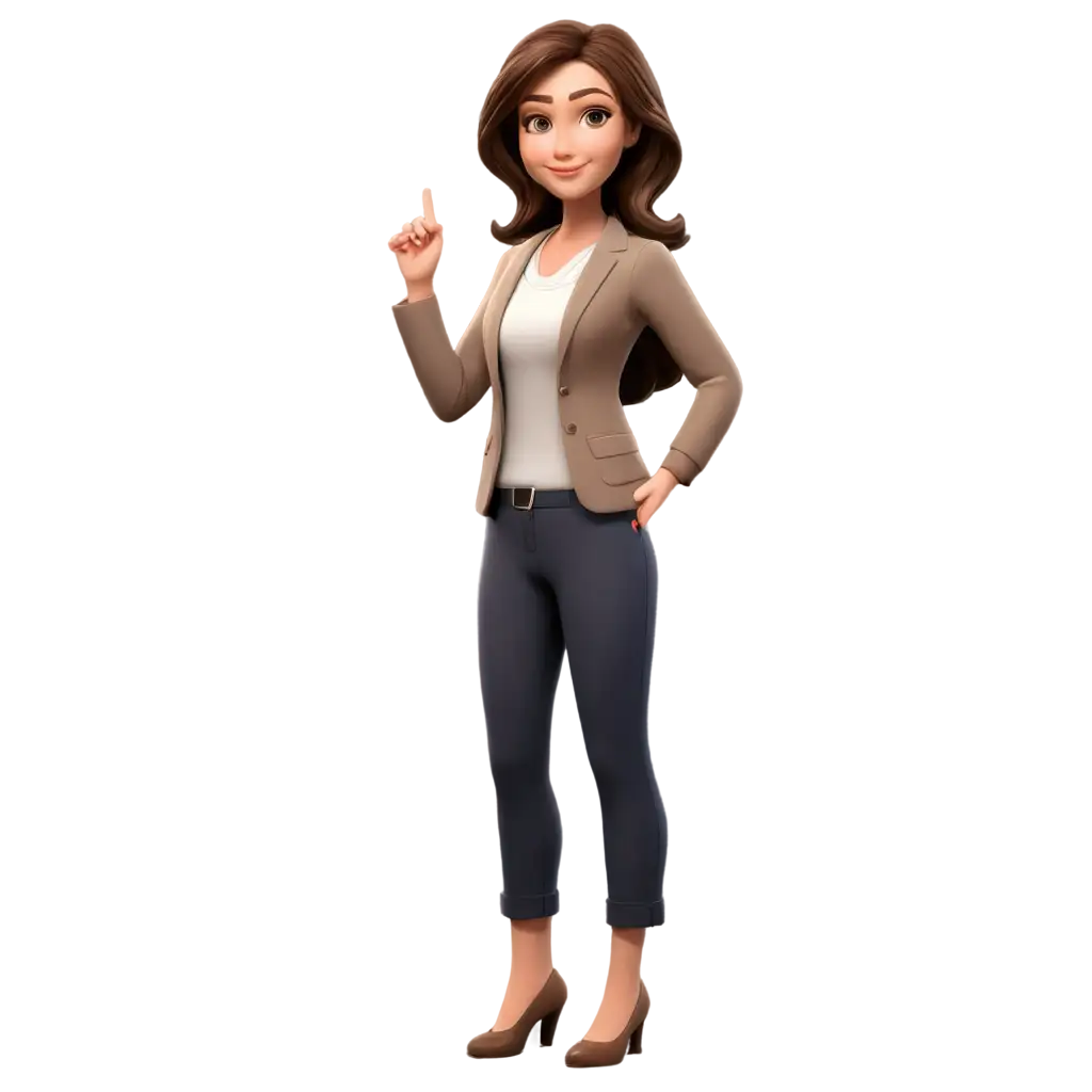 30YearPNG-Image-Usage-AnalysisOld-Female-Teacher-with-Brown-Hair-Cartoon-Full-Body-PNG-Image-for-Versatile-Use