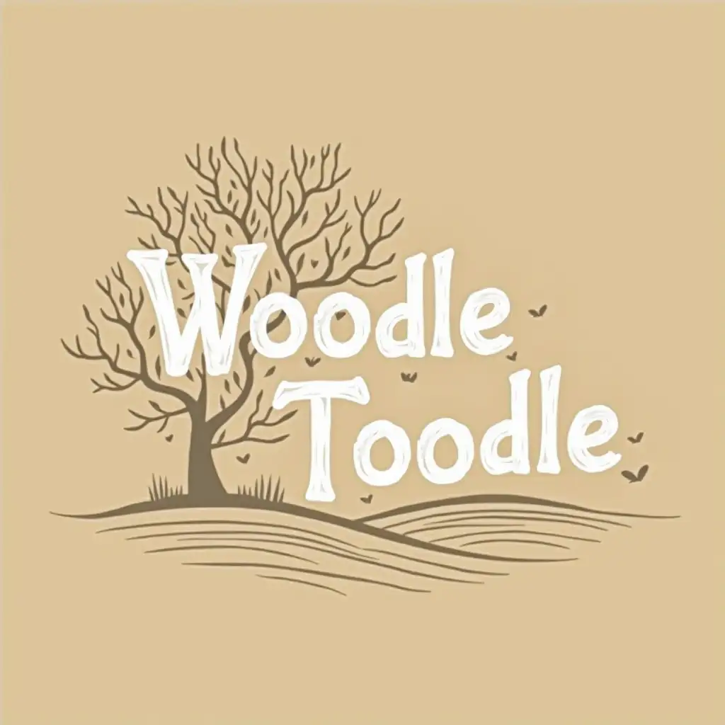 WoodleToodle-Sign-with-Tree-and-Vine-Outlines-on-Light-Brown-Background