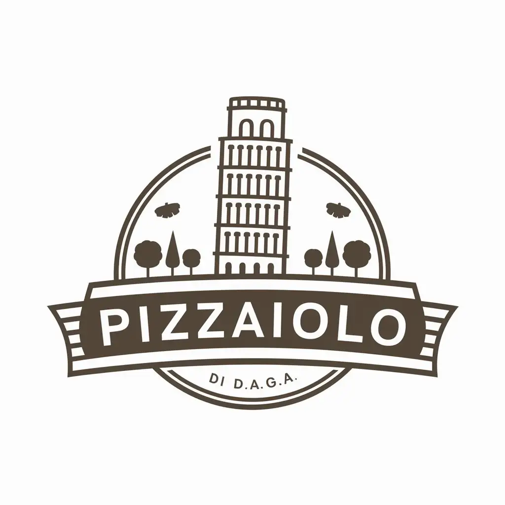 a vector logo design,with the text "Pizzaiolo di D.A.G.A", main symbol:tower of pisa,Moderate,clear background