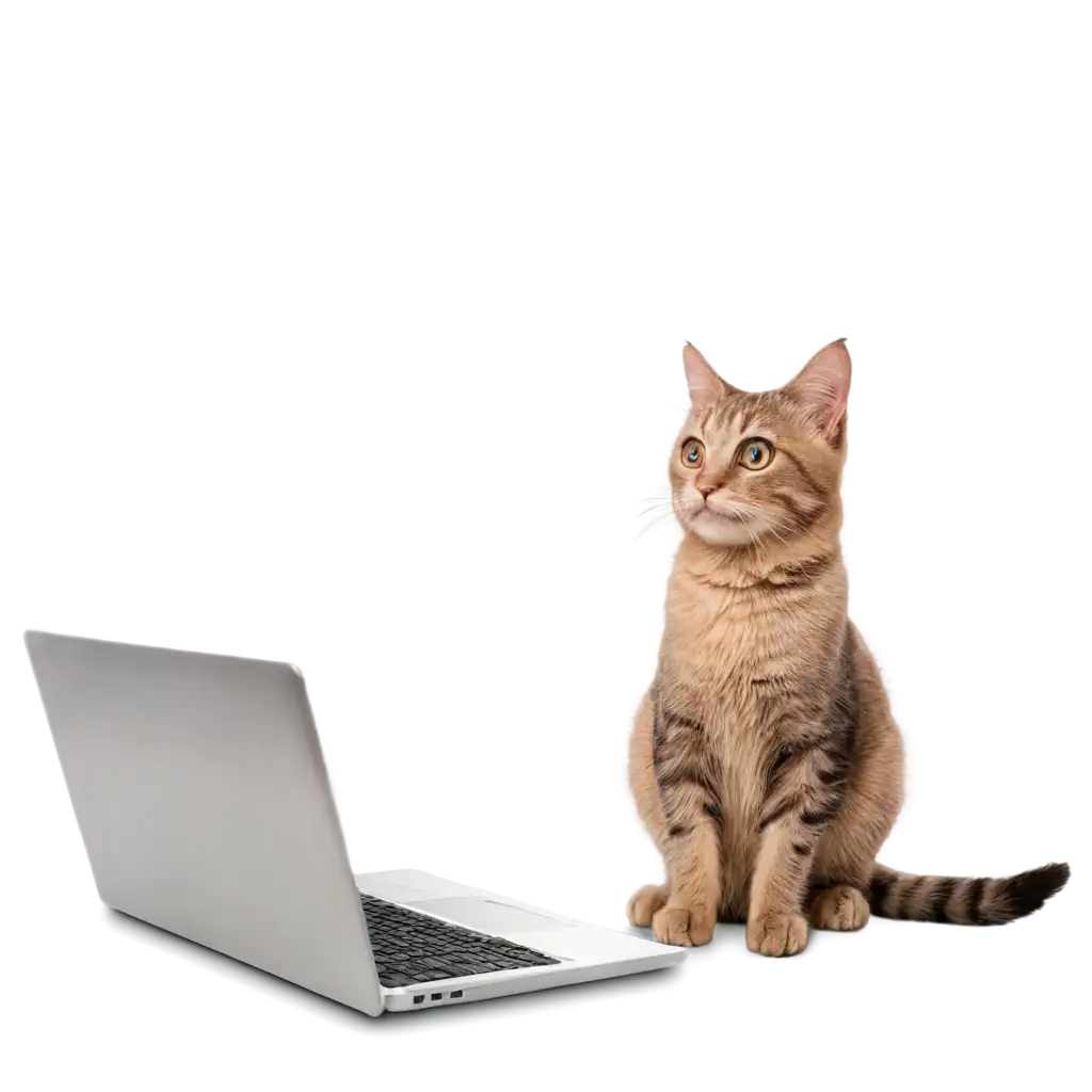 Cat-Looking-for-Discounts-on-Laptop-PNG-Image-for-Creative-Online-Content