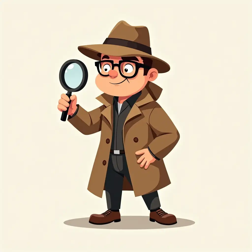 Cartoon-Detective-Holding-Magnifier-with-Small-Body