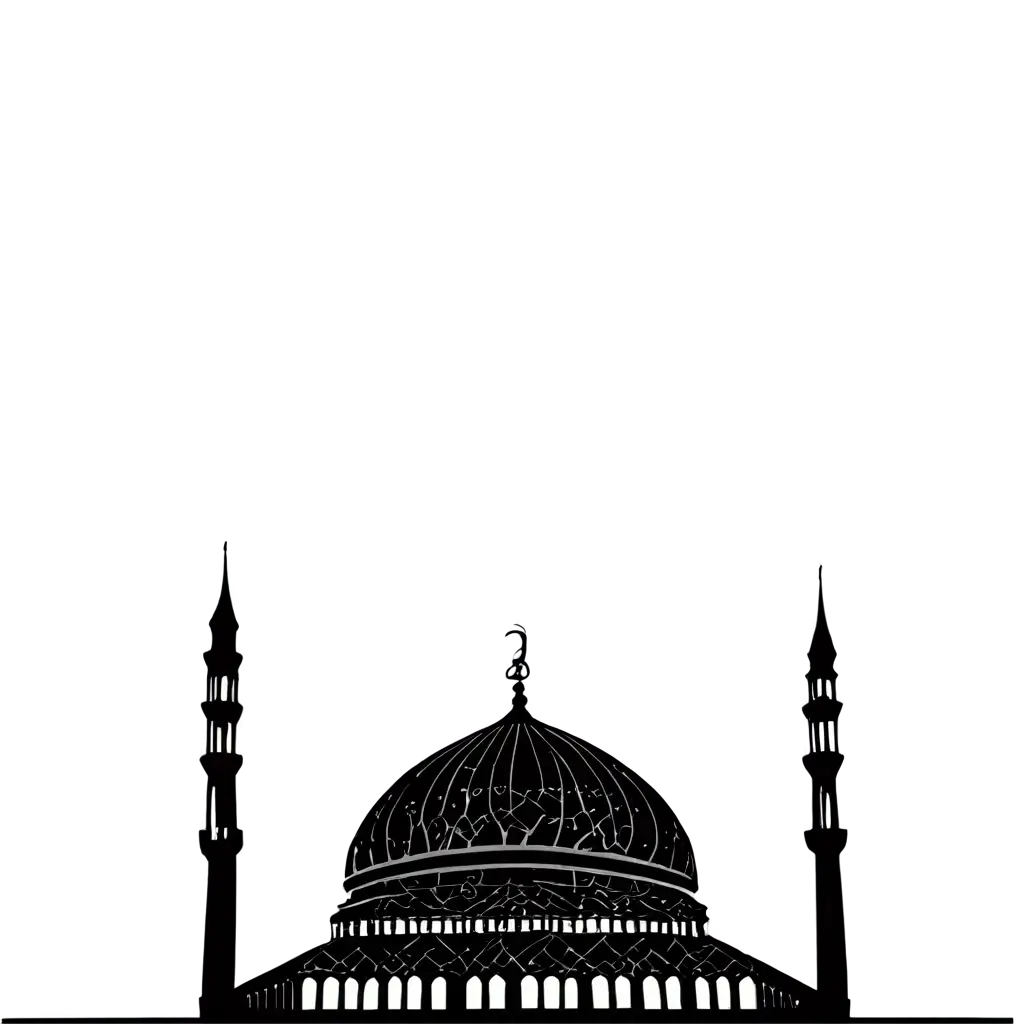 comic Masjid dome design in black