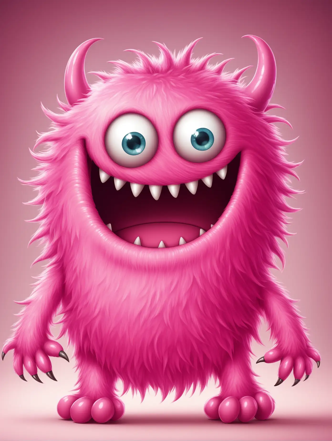 Playful Pink Monster Smiling with Joy