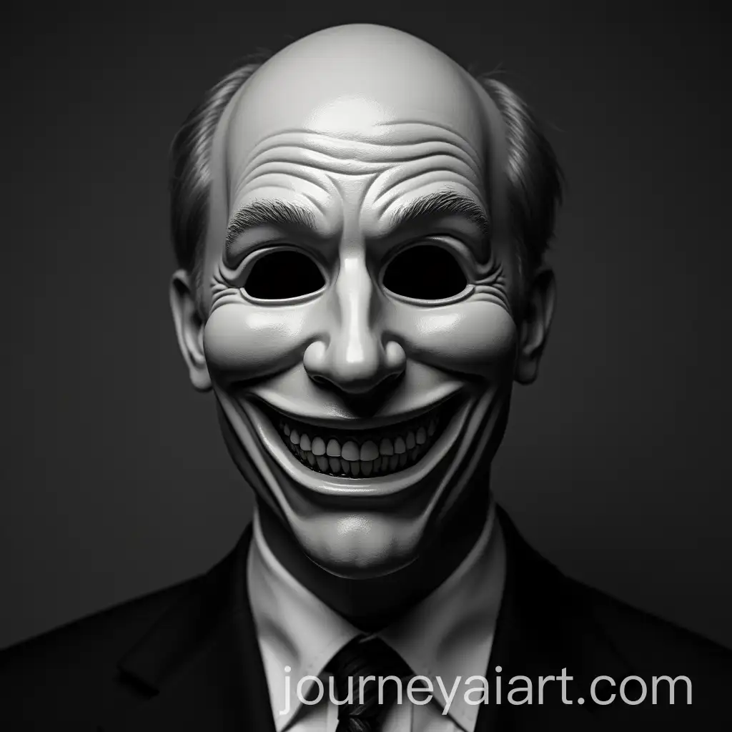 Diplomat-Wearing-Smiling-Mask-Concealing-Darker-Face