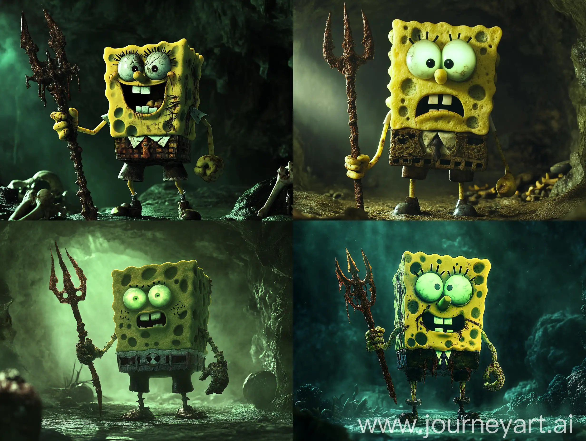 Dark-Fantasy-SpongeBob-SquarePants-in-an-Underwater-Cave