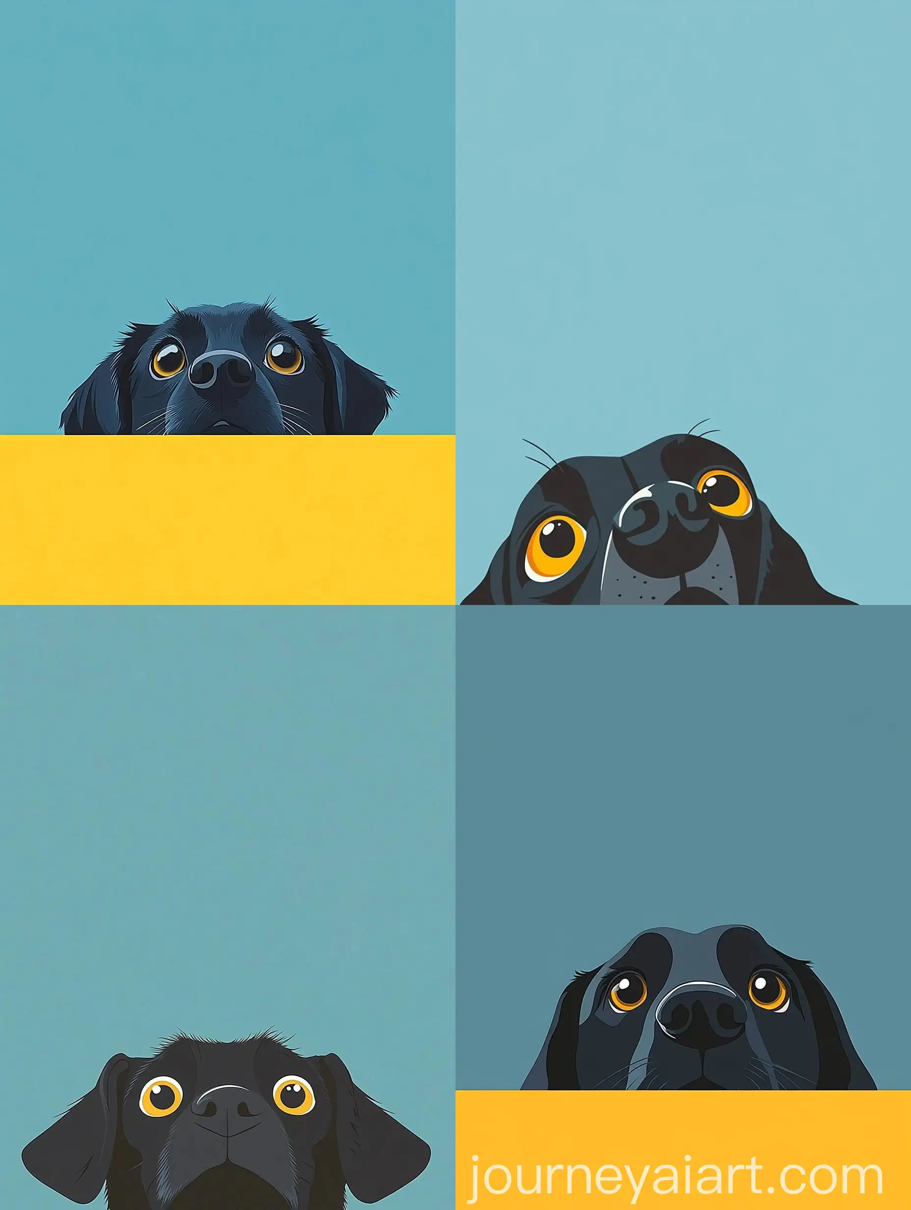 Adorable-Curious-Black-Dog-Minimalist-Wallpaper
