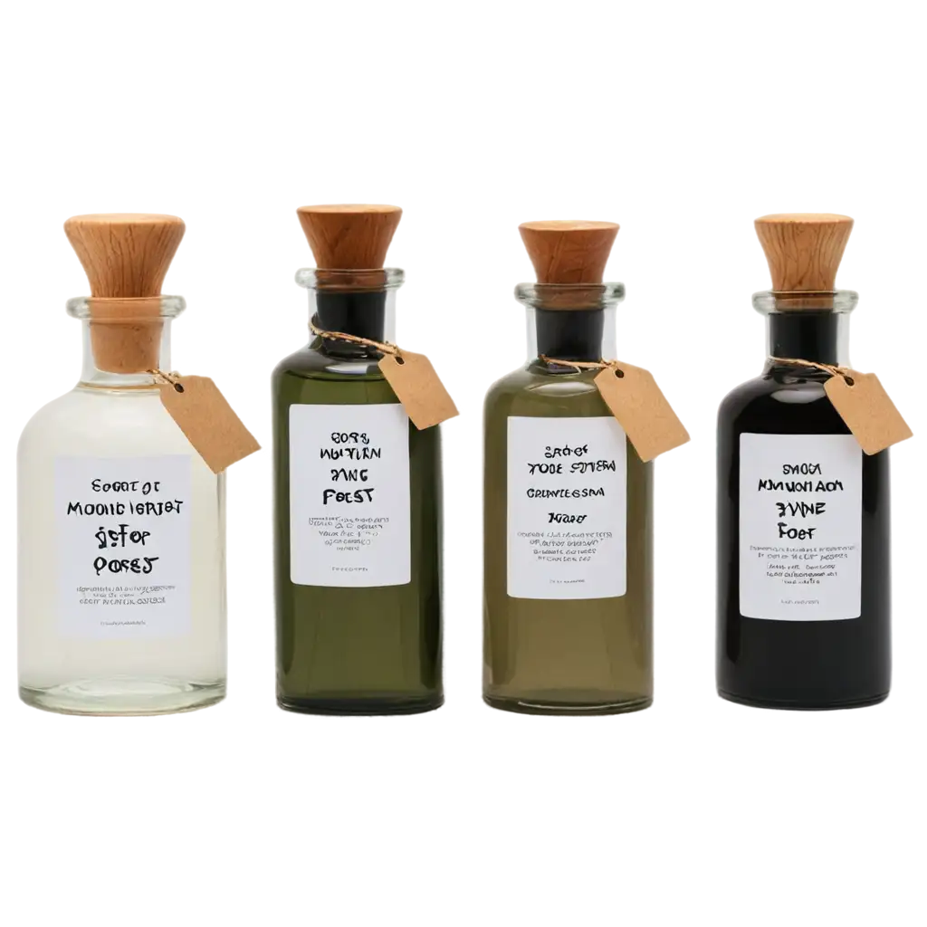 4-Brown-Diffuser-Bottles-PNG-Secrets-ofPNG-Image-SEO-Analysis-Dark-Forest-Mountain-Stream-Pine-Forest-and-Forest-Fog-Labels