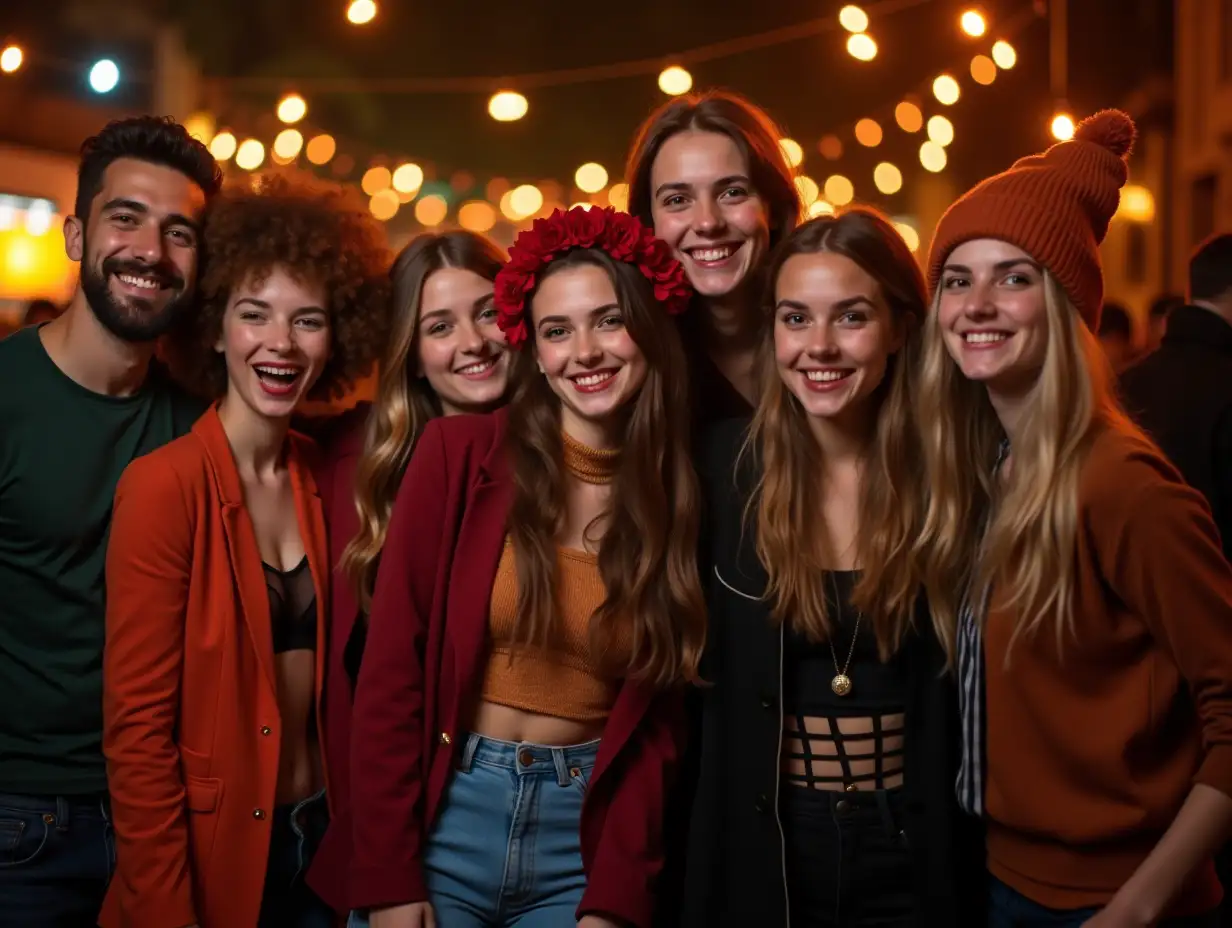 Group of smiling teenagers with Halloween costume in a happy Halloween party.