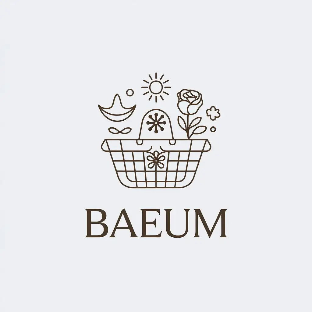 a vector logo design,with the text "Baeum", main symbol:picnic,manta,sol,flores,ROSA,Minimalistic,be used in Beauty Spa industry,clear background