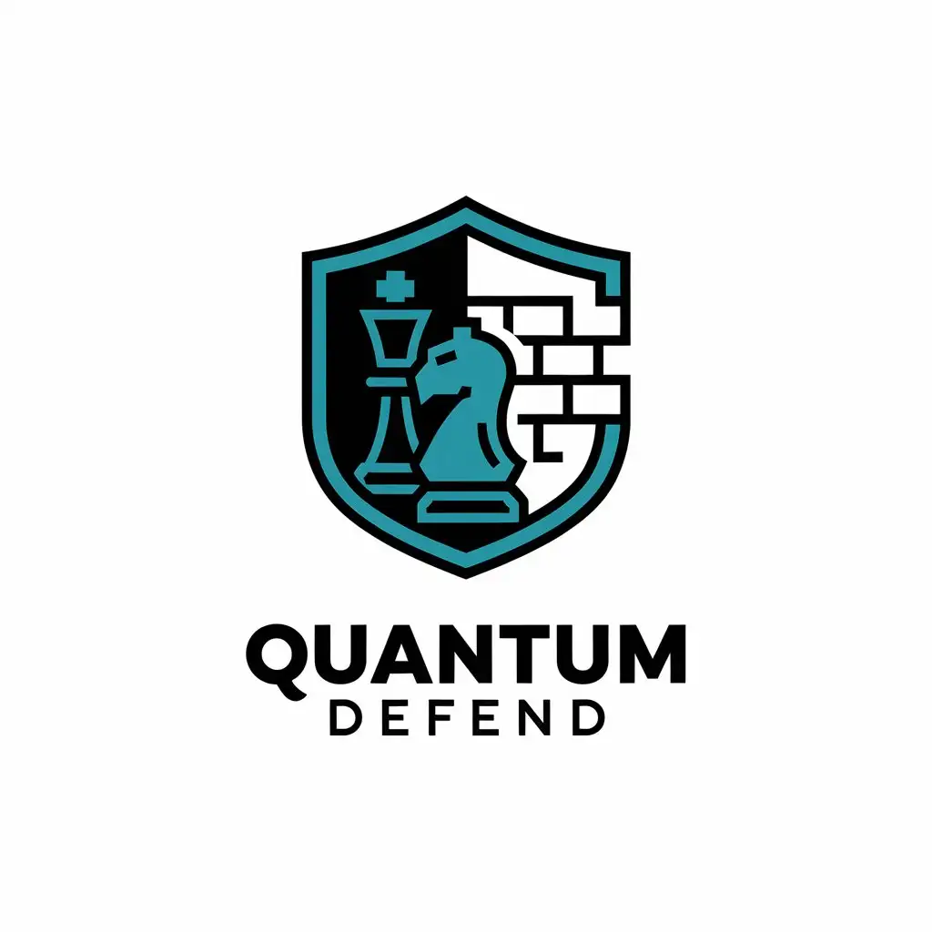 LOGO Design for Quantum Defend Cybersecurity Defense Shield with Chess Brickwall Symbolism in Technology Industry