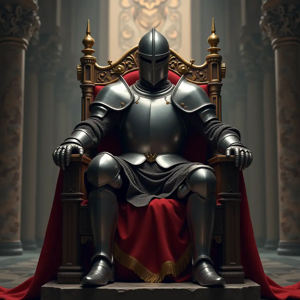 knight on a throne in a castle