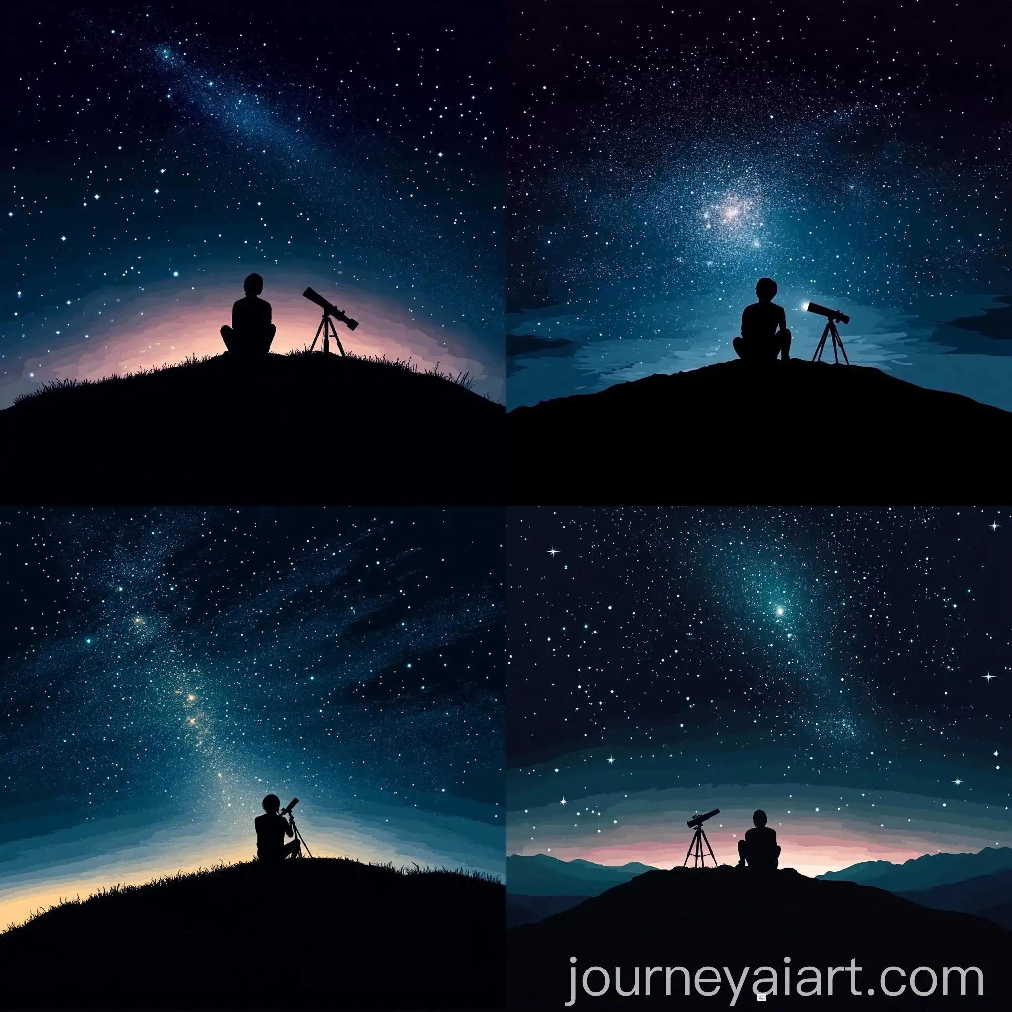 Person-Observing-Night-Sky-through-Telescope-in-Vector-Art