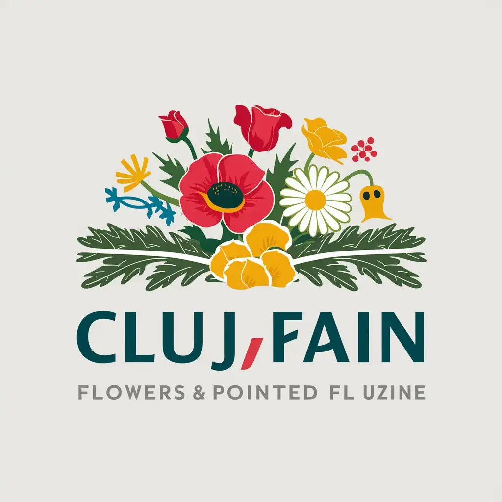 LOGO Design for ClujFain Floral Elegance in Red Yellow and Blue