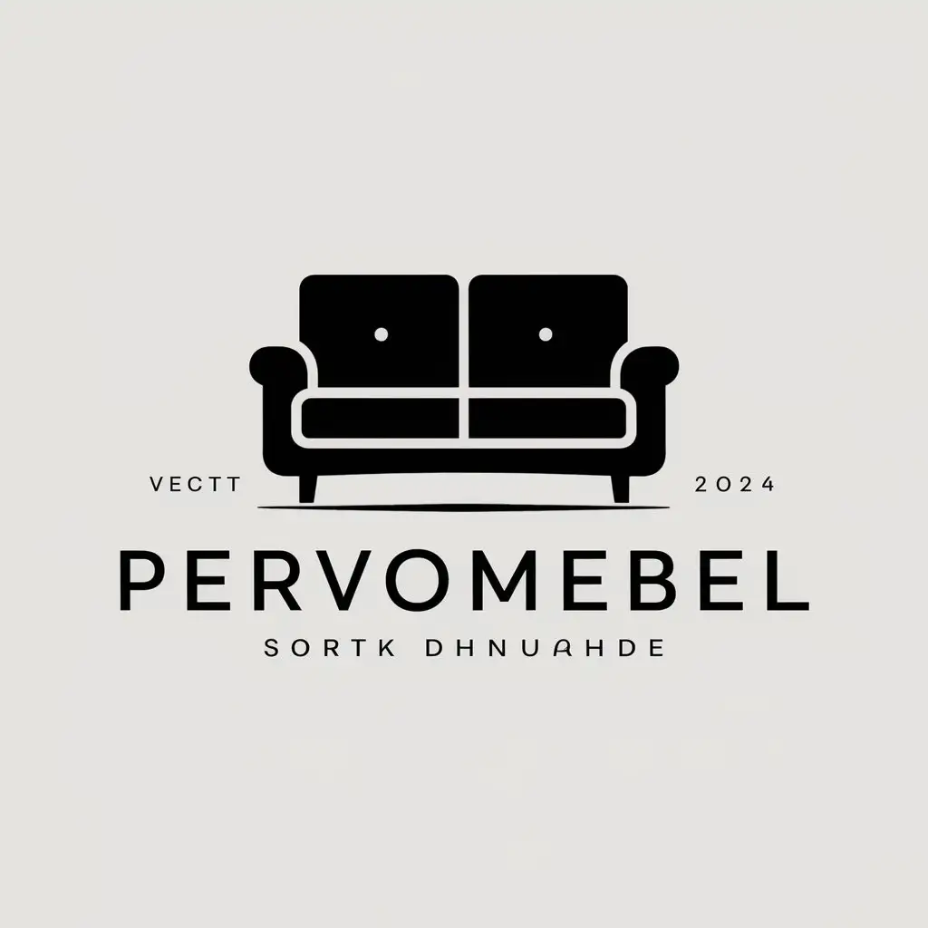 a vector logo design,with the text "Pervomebel", main symbol:sofa,Moderate,be used in Others industry,clear background