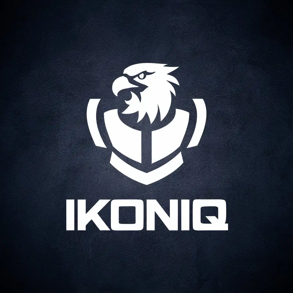 LOGO Design for IKONIQ Minimalistic Solid White Eagle Head and Chest Vector Logo for Sports Fitness Industry