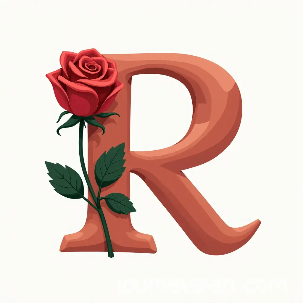 Elegant-Rose-Next-to-the-Letter-R-of-the-English-Alphabet