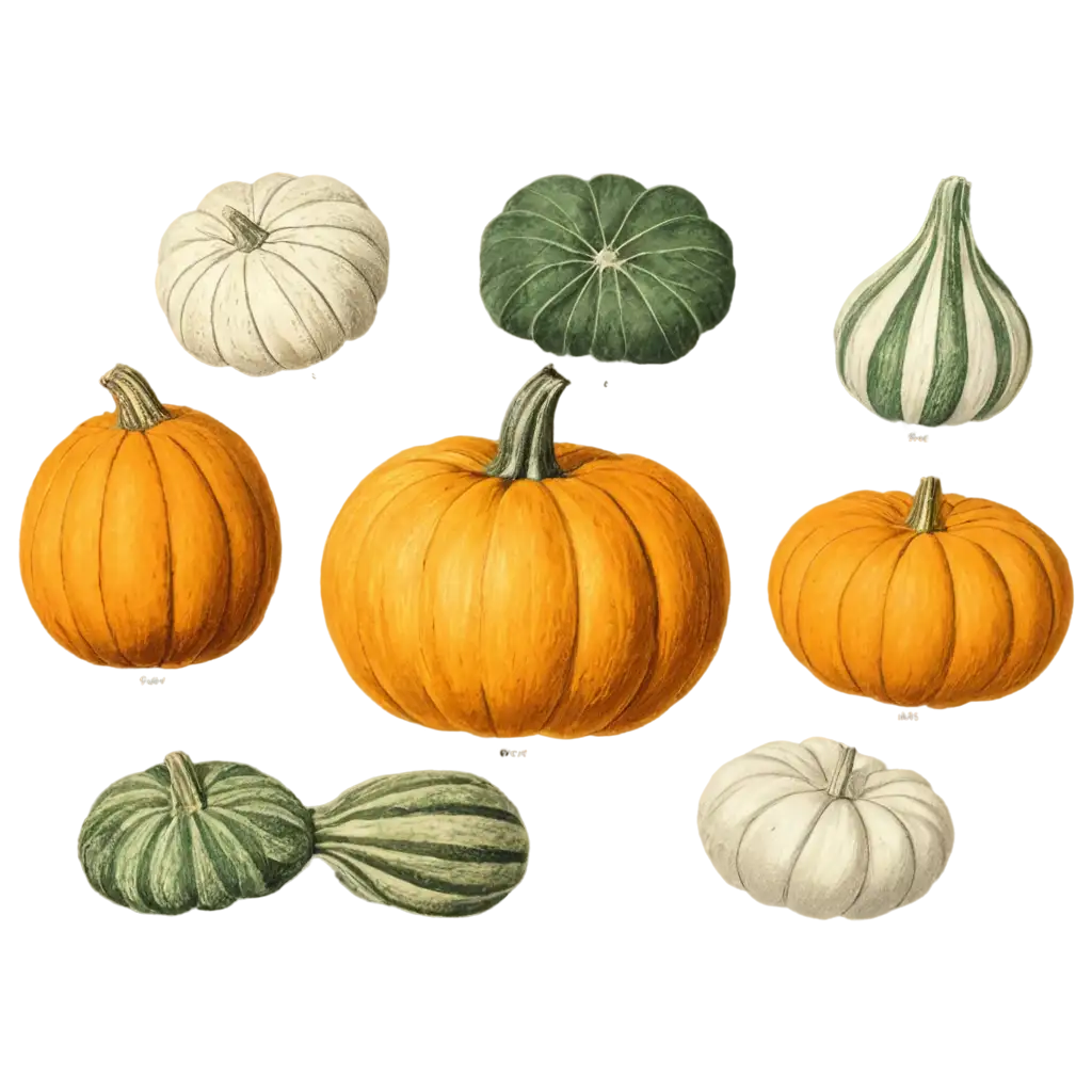 Botanical-Pumpkin-Varieties-PNG-Image-Inspired-by-PierreJoseph-Redoutes-Style