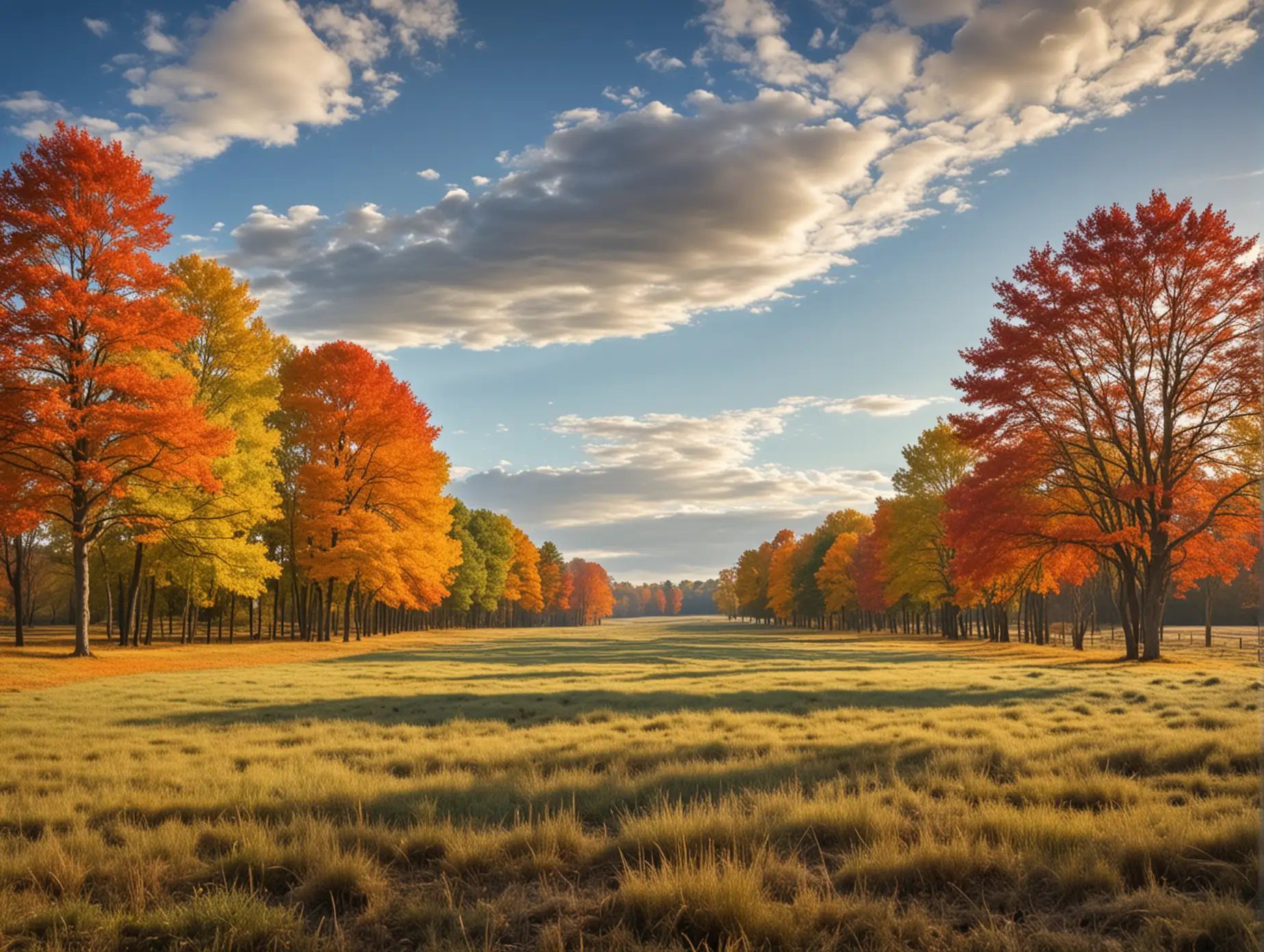 Colorful-Autumn-Landscape-with-Bright-Trees-and-Clear-Blue-Sky