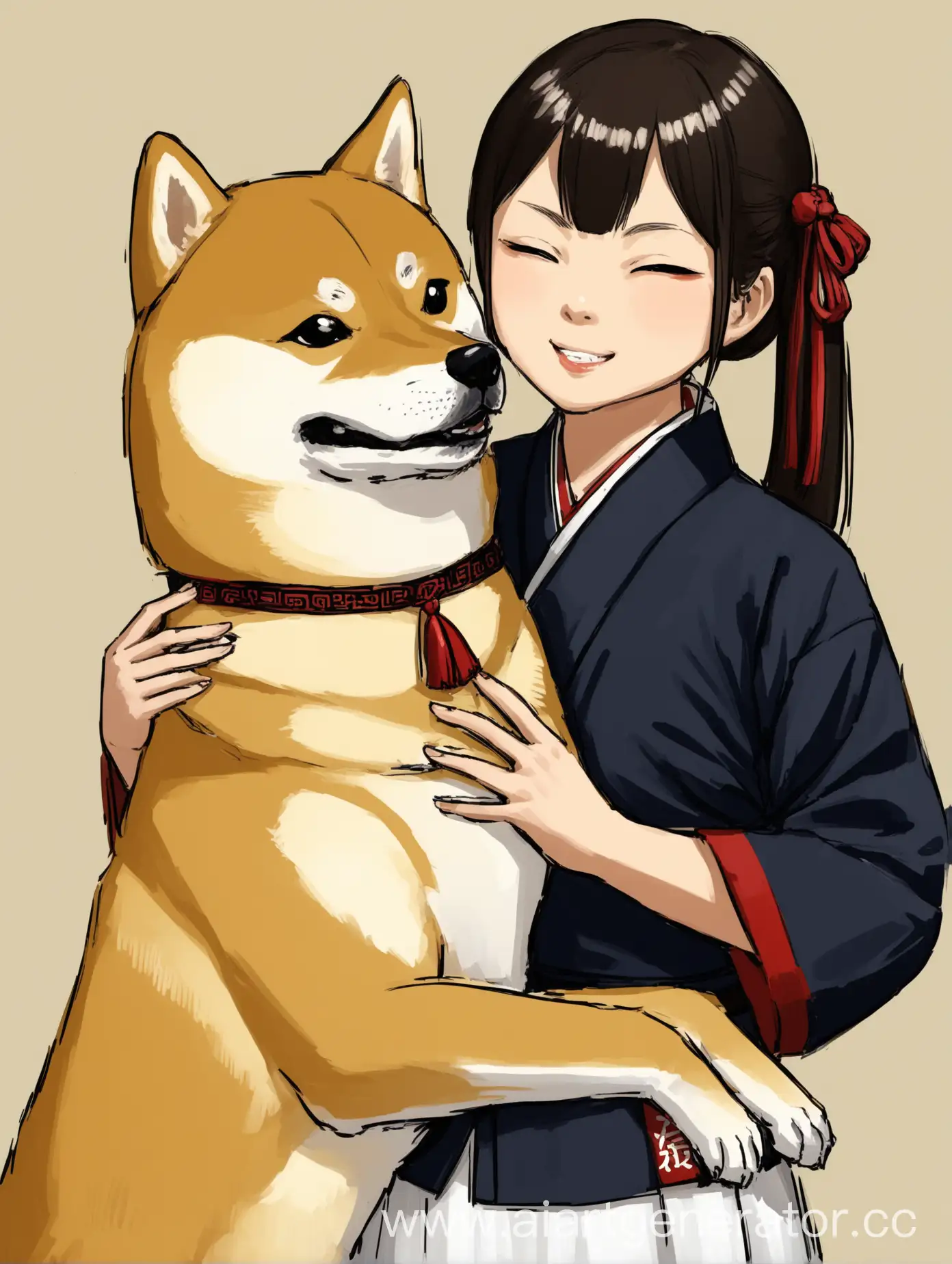 Taijiu-Shiba-with-a-Girl-Playing-in-Autumn-Leaves