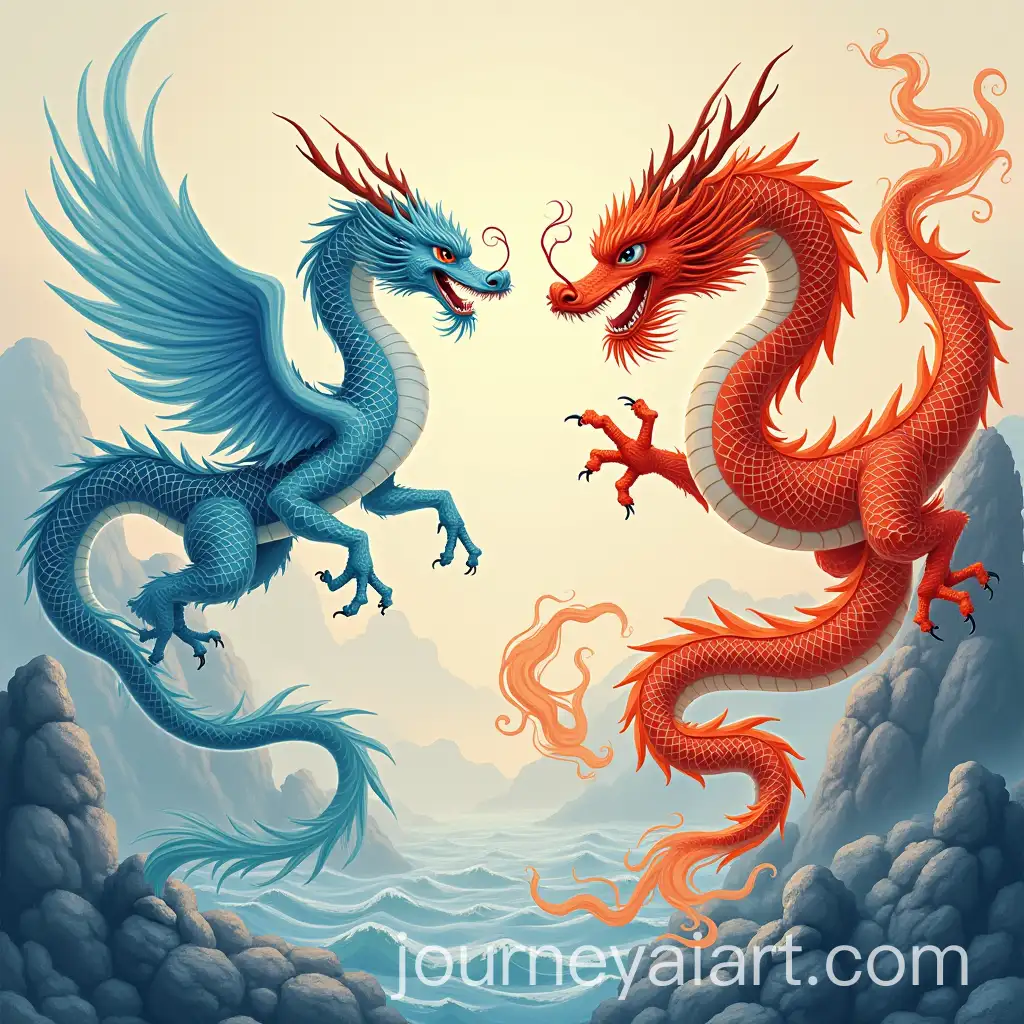 Chinese-Ice-Phoenix-and-Thunder-Dragon-in-Harmonious-Encounter