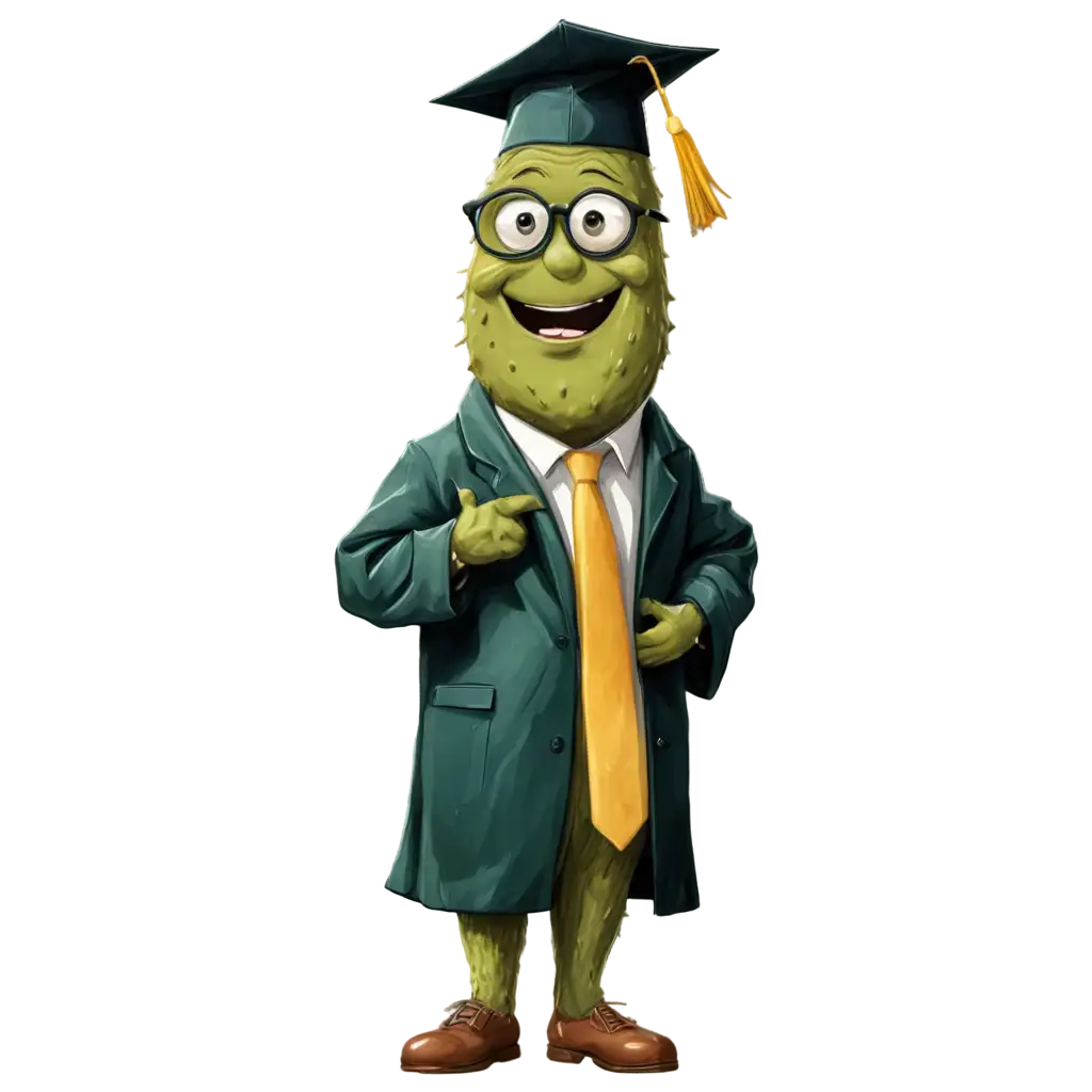 SEOFriendly-PNG-Image-Caricature-of-a-Pickle-Professor-in-Cap-and-Gown