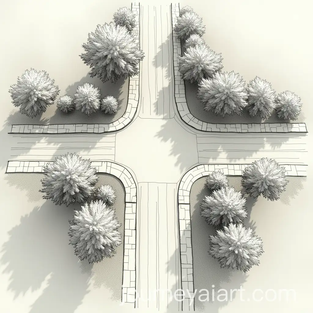 Aerial-View-of-FourWay-Intersection-in-Urban-Setting