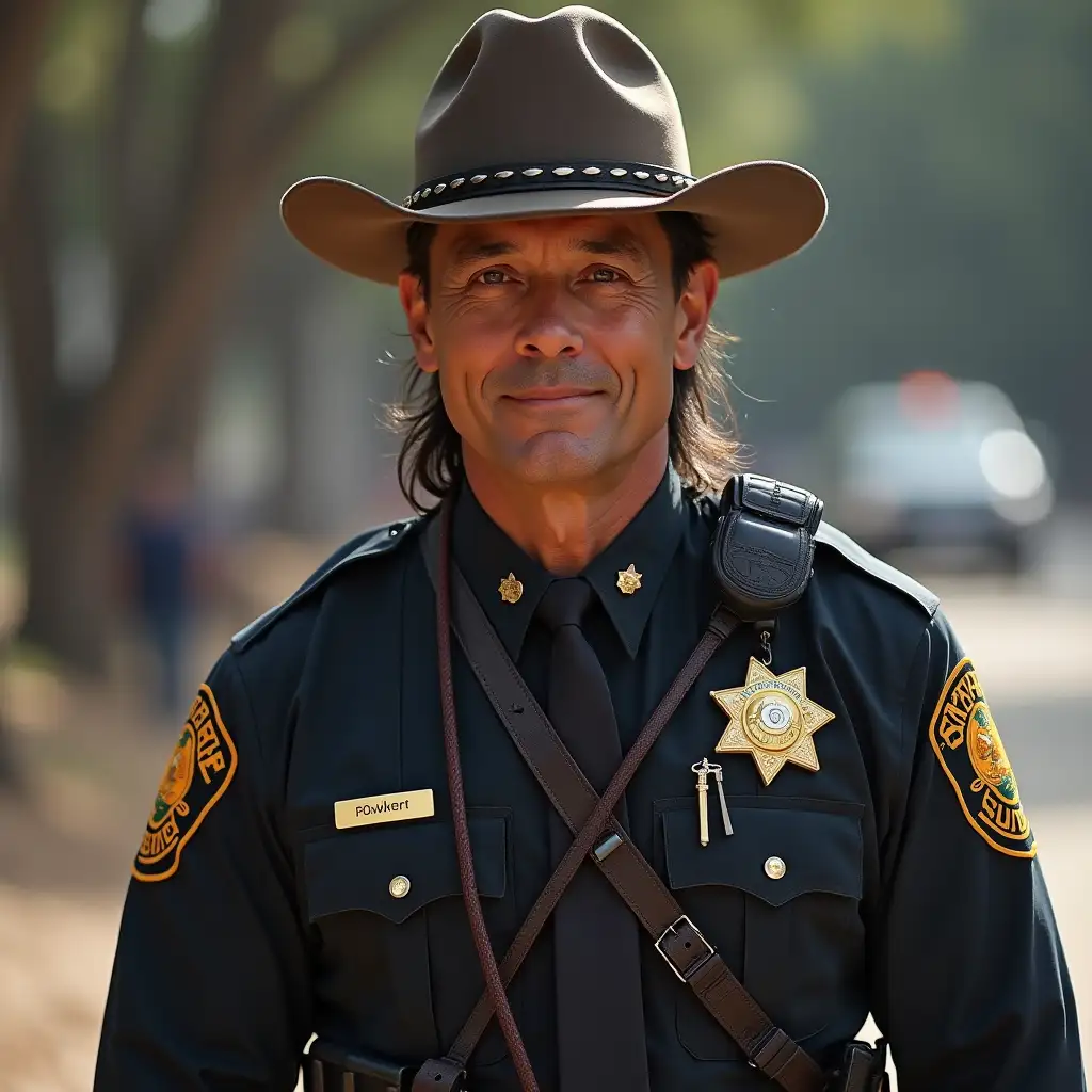 Native American Police Sheriff Standing Proudly