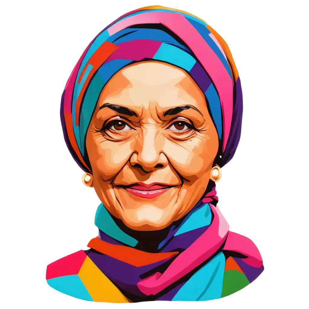 Grandmother-in-a-Headscarf-Vibrant-WPAP-Style-PNG-for-Art-and-Design