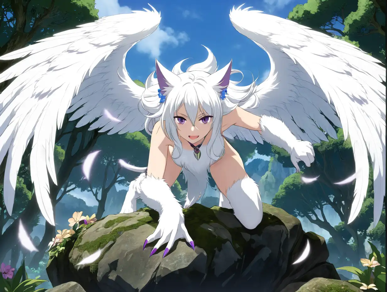 Wild-Young-Woman-with-Feathery-Wings-in-a-Lush-Forest