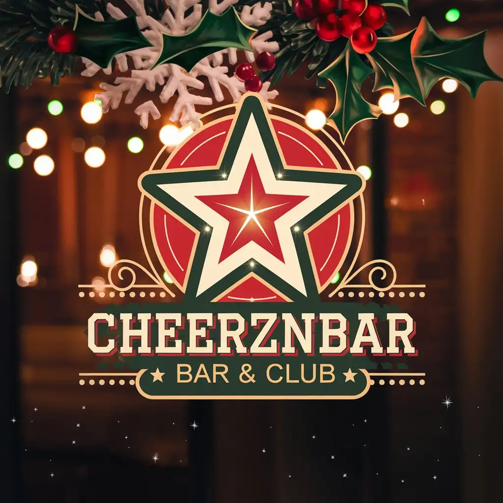 LOGO Design for CHEERZnbar Club Cozy Christmas Theme with Red and Green Accents