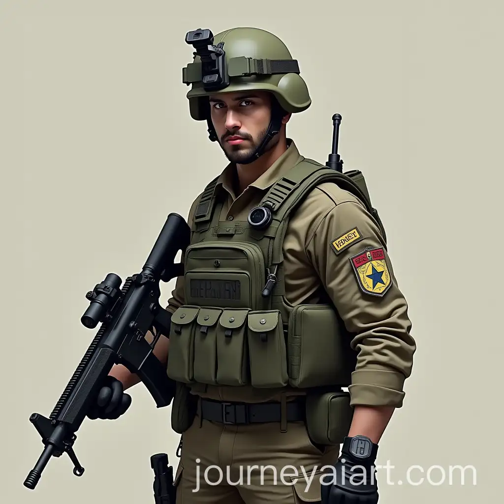 Person-in-Israeli-Defense-Forces-Uniform-Holding-M16-Rifle