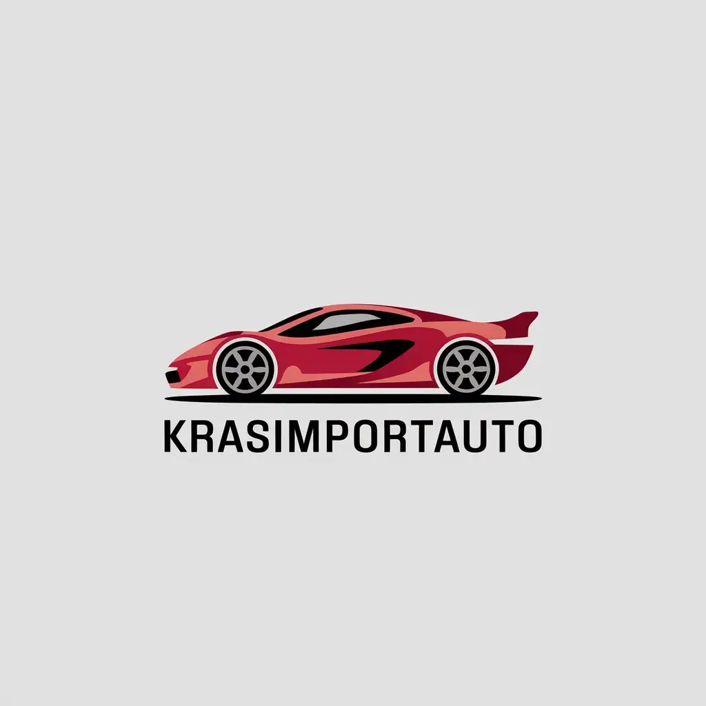 a vector logo design,with the text "KrasImportAuto", main symbol:Sport car,Minimalistic,be used in Automotive industry,clear background