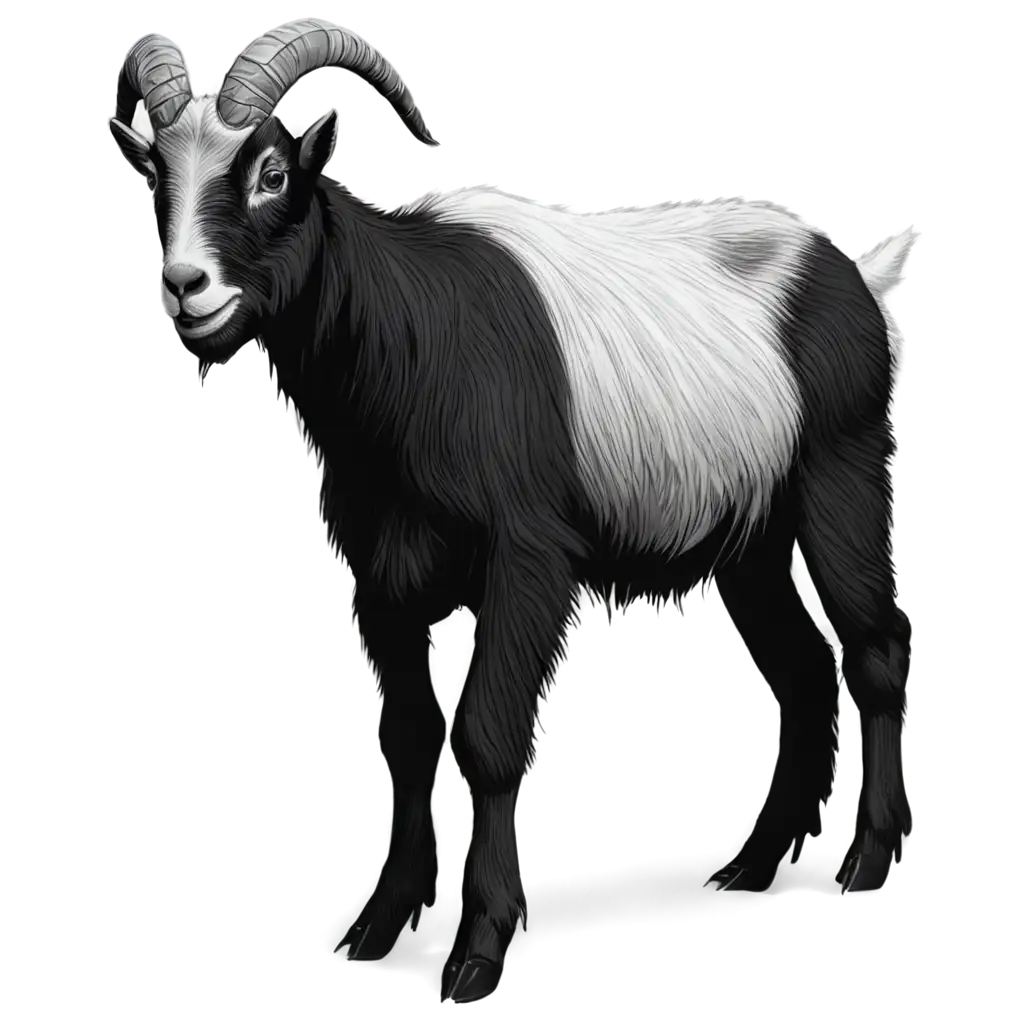 Black-and-White-Goat-PNG-Captivating-Art-for-Versatile-Use