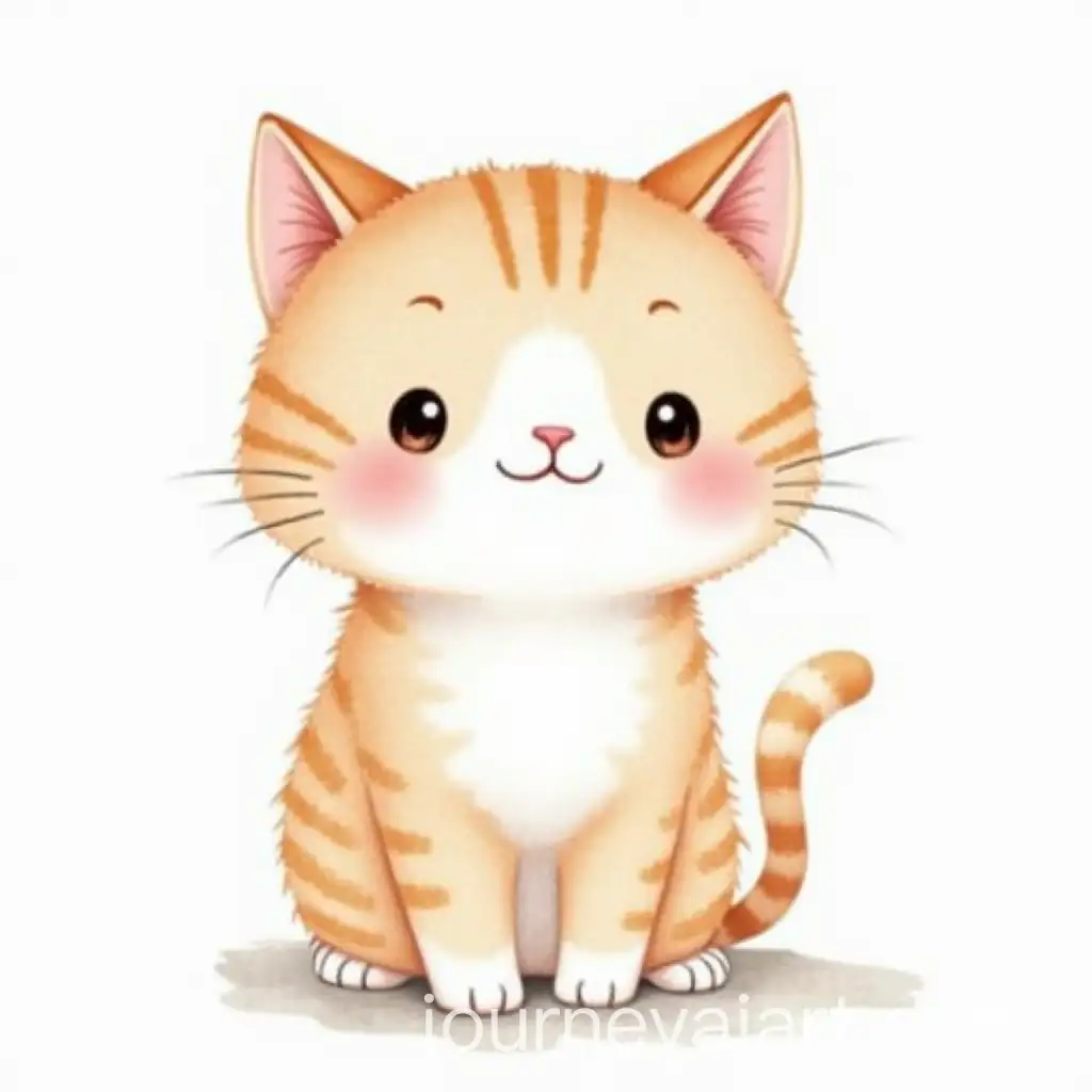 Adorable-Kawaii-Cat-Watercolor-Painting