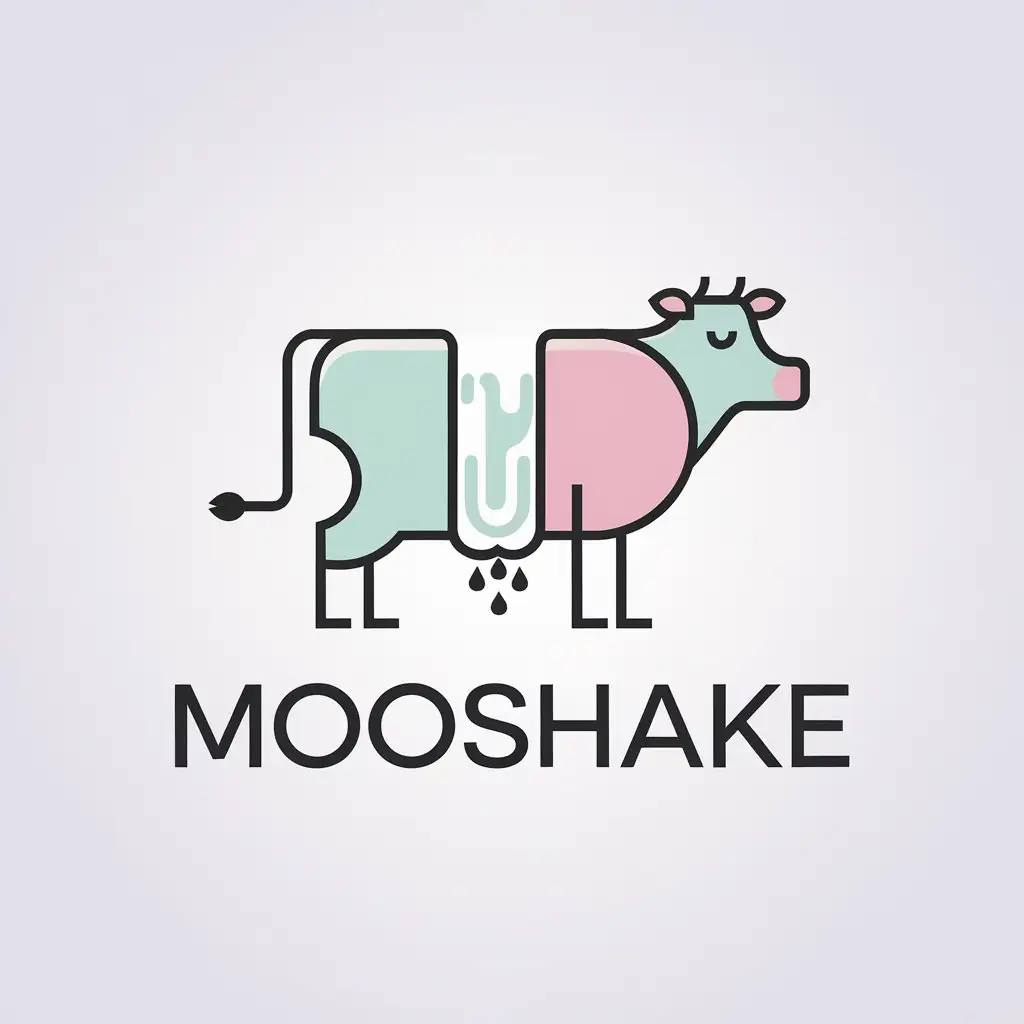 LOGO Design for MOOshake Minimalist Cow Symbol with Pastel Colors and Milk Drops