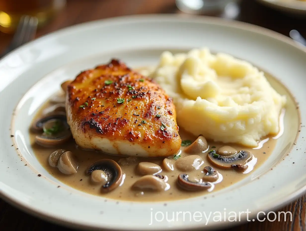 AI-Image-Prompt-ExpansionGourmet-Chicken-Thigh-with-Mushroom-Cream-Sauce-and-Mashed-Potatoes
