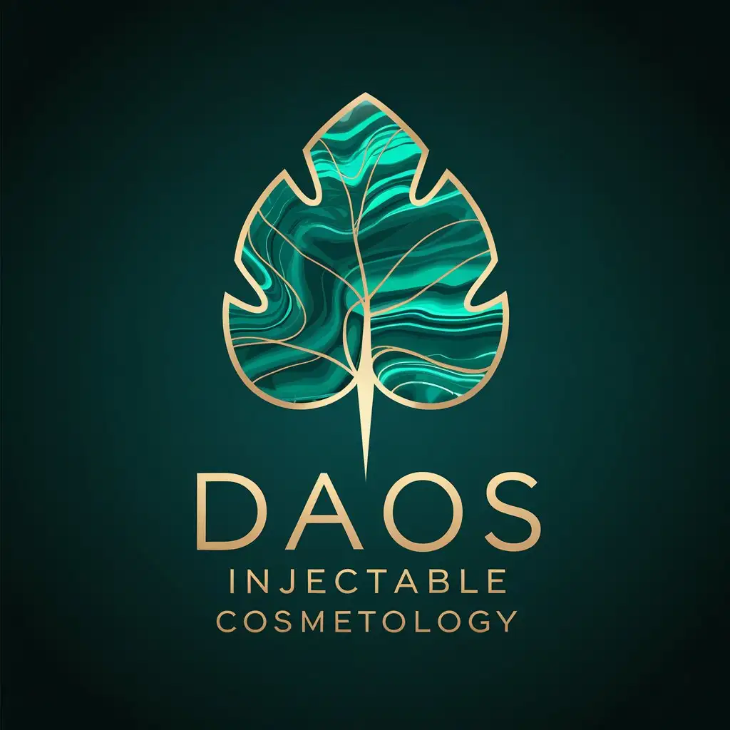 LOGO Design for DAOS INJECTABLE COSMETOLOGY Deep Malachite Gold Accents in Modern Minimalistic Style