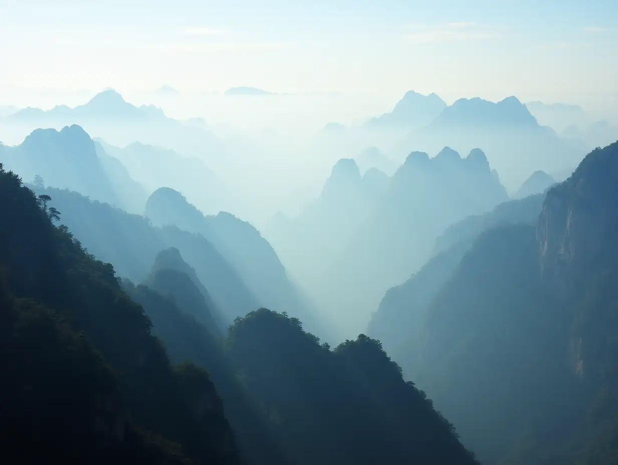 Dramatic-Foggy-Mountains-Landscape-Huangshan-National-Park-China